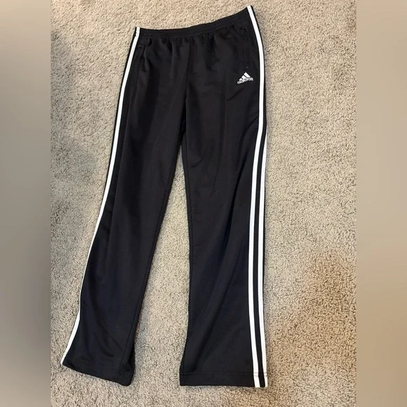 🤍🖤adidas • VINTAGE • black w/ white trim breakaway sweatpants • XL - Picture 2 of 11